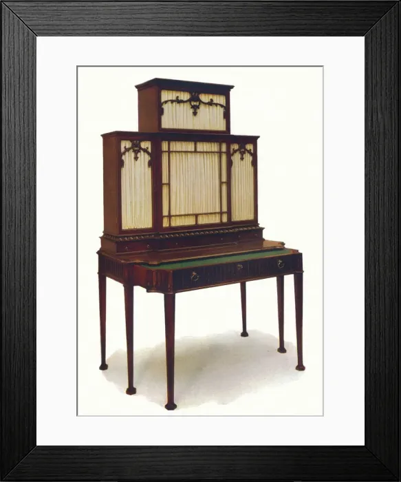 Framed Print : Chippendale Mahogany Secretaire Bookcase, mid 18th century, (1930). Creator: Unknown Framed Print : Chippendale Mahogany Secretaire Bookcase, mid 18th century, (1930). Creator: Unknown