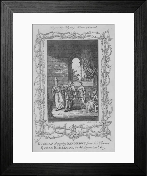Framed Print : Dunstan dragging King Edwy from his Consort Queen Ethelgiva on his Coronation Day, 1773 Framed Print : Dunstan dragging King Edwy from his Consort Queen Ethelgiva on his Coronation Day, 1773