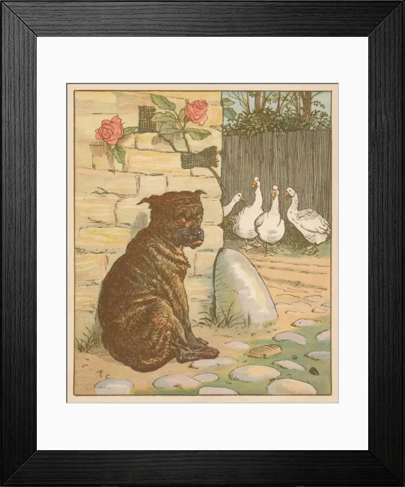 Framed Print : The dog that worried the cat... c1878. Creator: Randolph Caldecott Framed Print : The dog that worried the cat... c1878. Creator: Randolph Caldecott