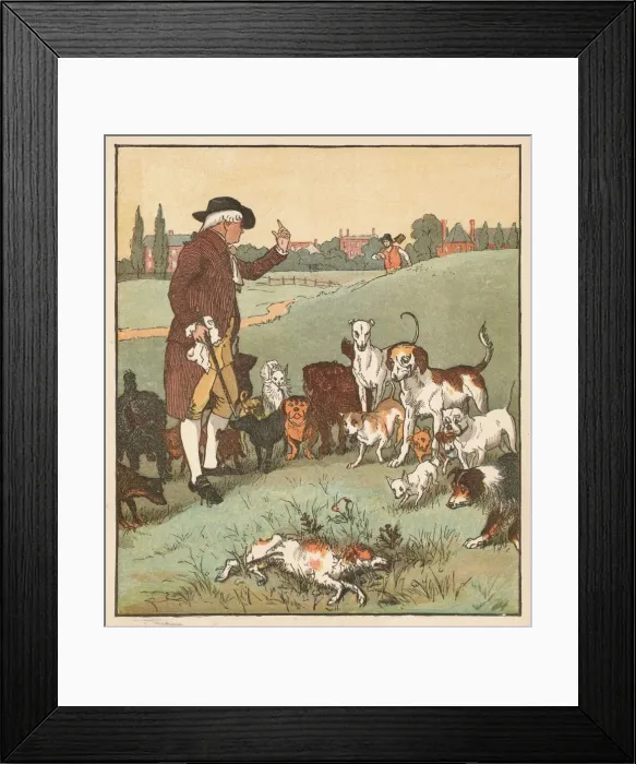 Framed Print : The dog it was that died, c1879. Creator: Randolph Caldecott Framed Print : The dog it was that died, c1879. Creator: Randolph Caldecott