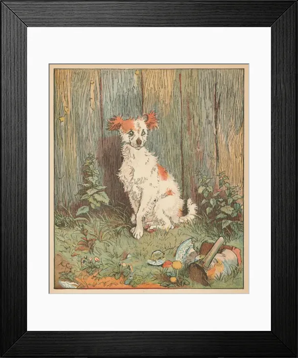 Framed Print : Stray dog befriended by good man of Islington, c1879. Creator: Randolph Caldecott Framed Print : Stray dog befriended by good man of Islington, c1879. Creator: Randolph Caldecott