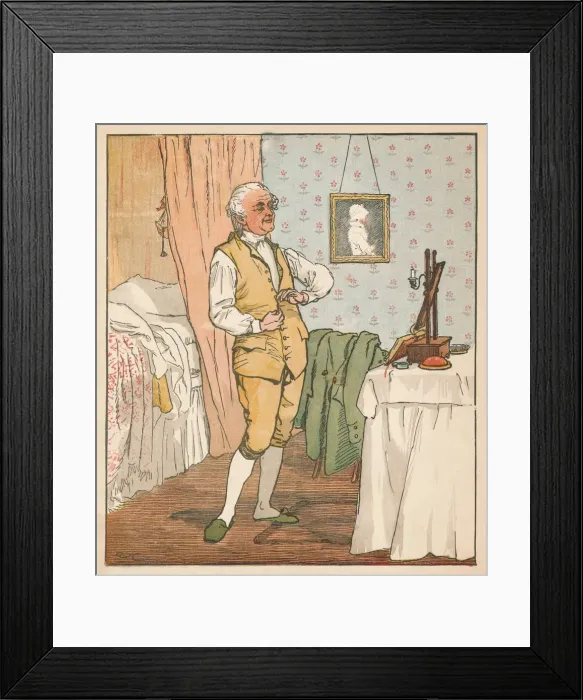 Framed Print : The good man of Islington dressing, c1879. Creator: Randolph Caldecott Framed Print : The good man of Islington dressing, c1879. Creator: Randolph Caldecott