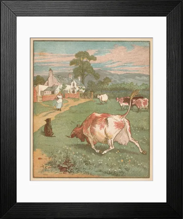Framed Print : This is the cow with the crumpled horn... c1878. Creator: Randolph Caldecott
