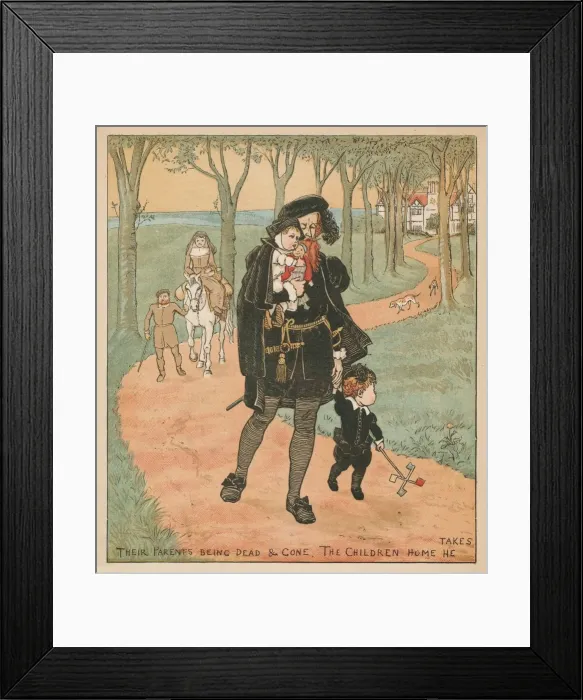 Framed Print : Their Parents Being Dead & Gone, The Children Home He Takes, c1878. Creator Framed Print : Their Parents Being Dead & Gone, The Children Home He Takes, c1878. Creator