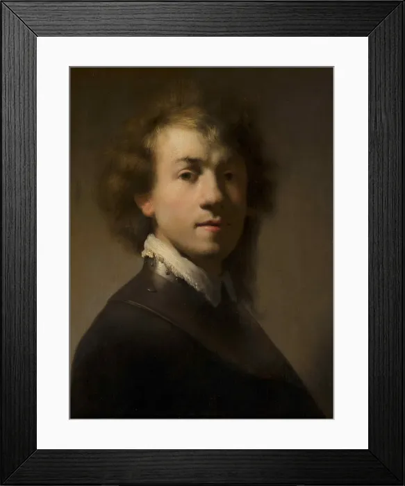 Framed Print : Portrait of Rembrandt with a Gorget, c. 1629. Creator: Rembrandt van Rhijn, (School) Framed Print : Portrait of Rembrandt with a Gorget, c. 1629. Creator: Rembrandt van Rhijn, (School)