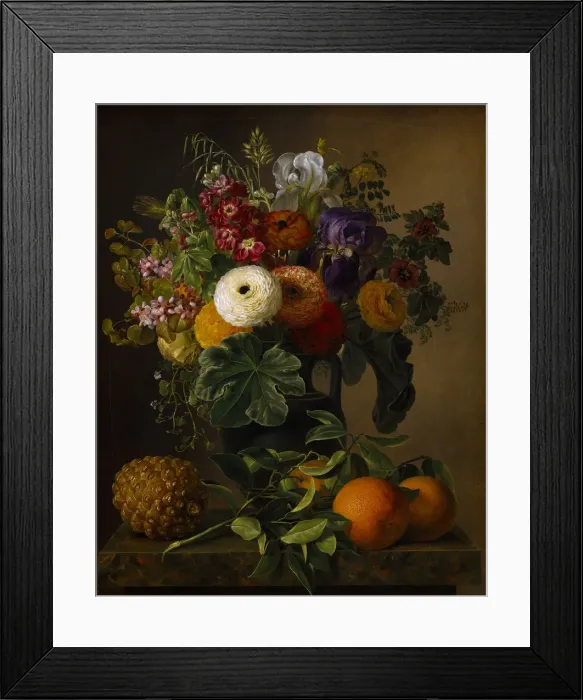 Framed Print : Still life with flowers in an antique vase, 1834. Creator: Jensen, Johan Laurentz (1800-1856) Framed Print : Still life with flowers in an antique vase, 1834. Creator: Jensen, Johan Laurentz (1800-1856)