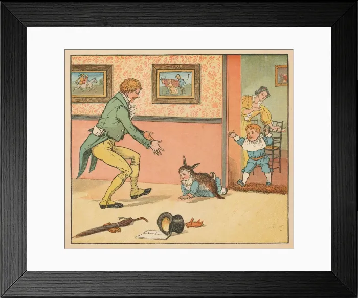 Framed Print : a Rabbit-skin To wrap the Baby Bunting in, c1880. Creator: Randolph Caldecott Framed Print : a Rabbit-skin To wrap the Baby Bunting in, c1880. Creator: Randolph Caldecott
