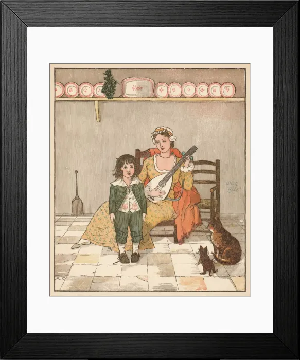 Framed Print : Master Bill Primrose preparing to sing the story, c1879. Creator: Randolph Caldecott Framed Print : Master Bill Primrose preparing to sing the story, c1879. Creator: Randolph Caldecott