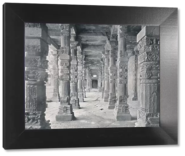 Delhi. Corridor of Hindu Pillars in Kutub Mosque, c1910. Creator: Unknown