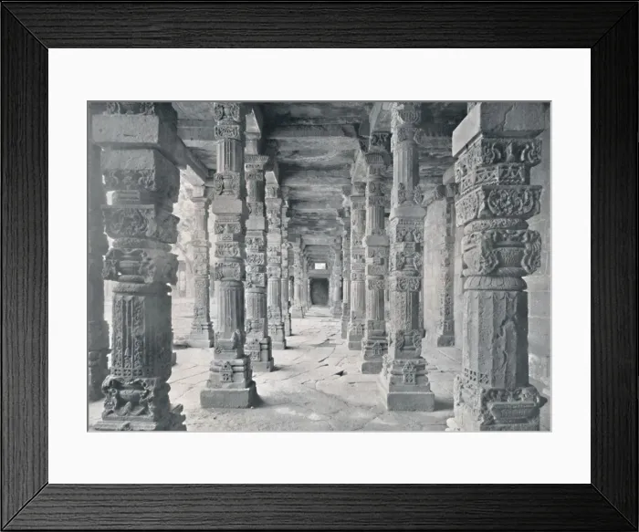 Framed Print : Delhi. Corridor of Hindu Pillars in Kutub Mosque, c1910. Creator: Unknown Framed Print : Delhi. Corridor of Hindu Pillars in Kutub Mosque, c1910. Creator: Unknown