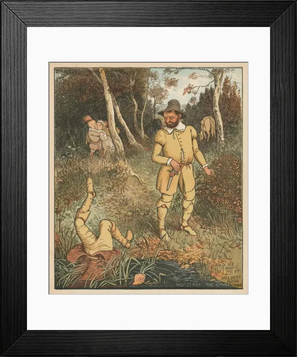 Framed Print : And He That Was of Mildest Mood Did Slaye The Other There, c1880. Creator: Randolph Caldecott Framed Print : And He That Was of Mildest Mood Did Slaye The Other There, c1880. Creator: Randolph Caldecott