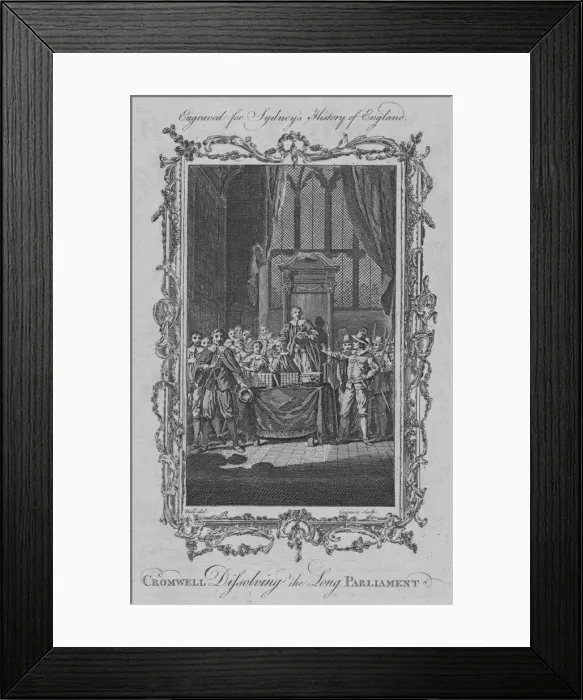 Framed Print : Cromwell dissolving the Long Parliament, 1773. Creator: Charles Grignion