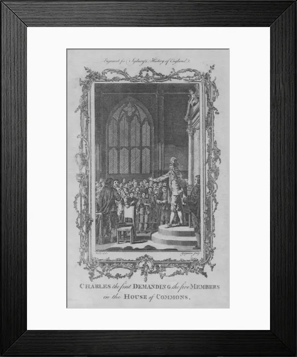 Framed Print : Charles I demanding the five members in the House of Commons, 1773. Creator: Charles Grignion Framed Print : Charles I demanding the five members in the House of Commons, 1773. Creator: Charles Grignion