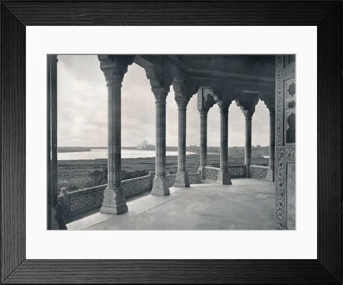 Framed Print : Agra. Balcony of the Jasmine Tower, showing the Taj, c1910. Creator: Unknown Framed Print : Agra. Balcony of the Jasmine Tower, showing the Taj, c1910. Creator: Unknown