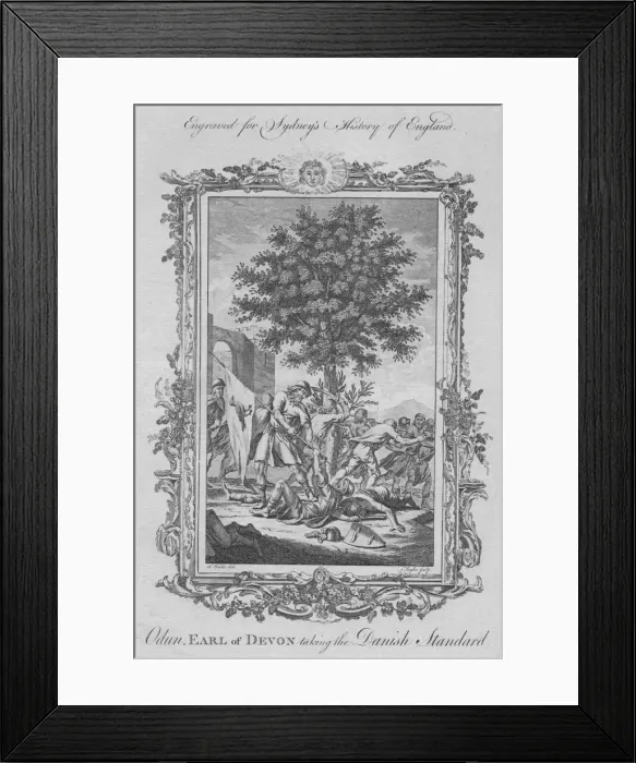 Framed Print : Odun, Earl of Devon taking the Danish Standard, 1773. Creator: James Taylor Framed Print : Odun, Earl of Devon taking the Danish Standard, 1773. Creator: James Taylor