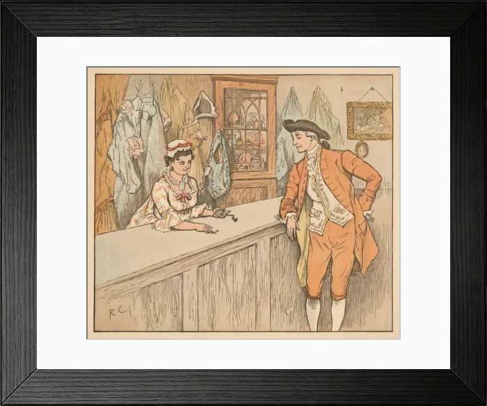Framed Print : Customer in a pawn shop, c1885, (1934). Creator: Randolph Caldecott Framed Print : Customer in a pawn shop, c1885, (1934). Creator: Randolph Caldecott
