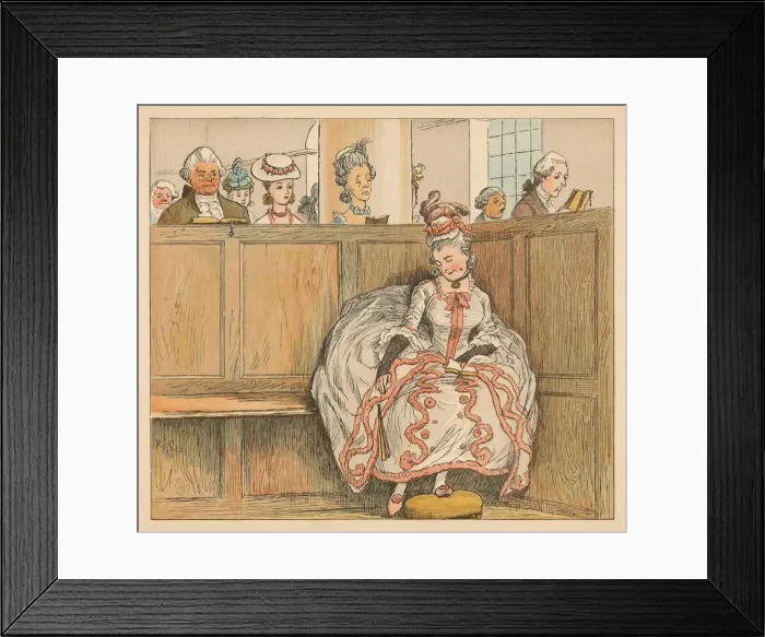 Framed Print : She never slumber d in her pew, c1885, (1934). Creator: Randolph Caldecott