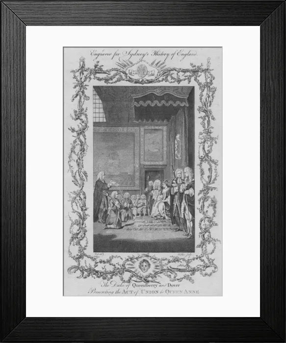 Framed Print : The Duke of Queensberry and Dover presenting the Act of Union to Queen Anne, 1773 Framed Print : The Duke of Queensberry and Dover presenting the Act of Union to Queen Anne, 1773
