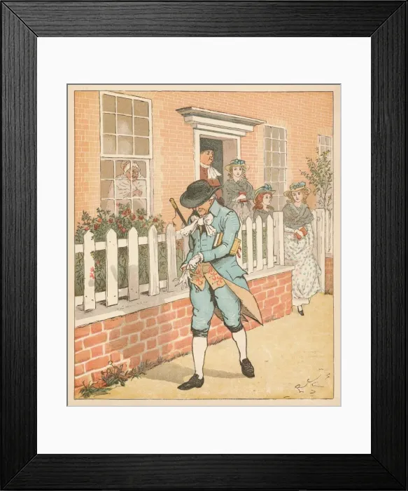 Framed Print : The good man of Islington setting out to church, c1879. Creator: Randolph Caldecott Framed Print : The good man of Islington setting out to church, c1879. Creator: Randolph Caldecott