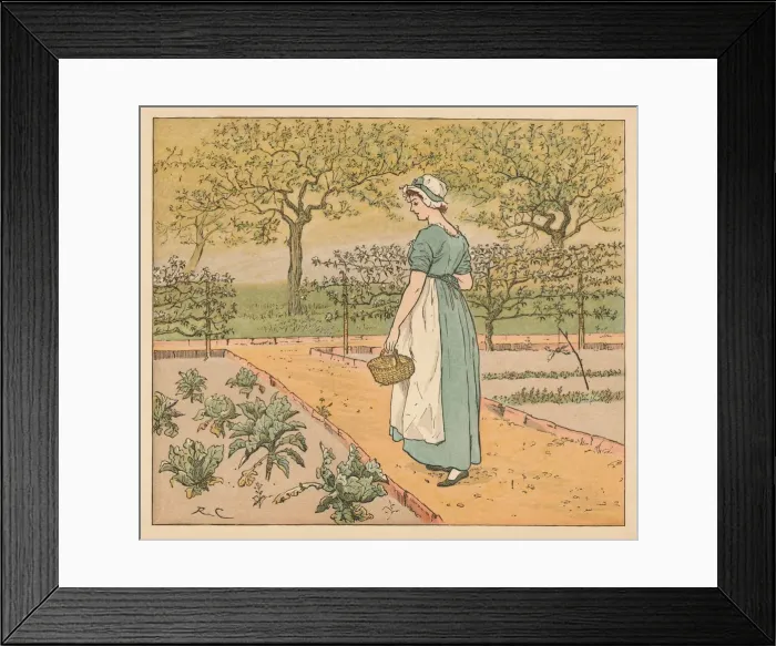 Framed Print : So she went into the garden, c1885, (1934). Creator: Randolph Caldecott Framed Print : So she went into the garden, c1885, (1934). Creator: Randolph Caldecott