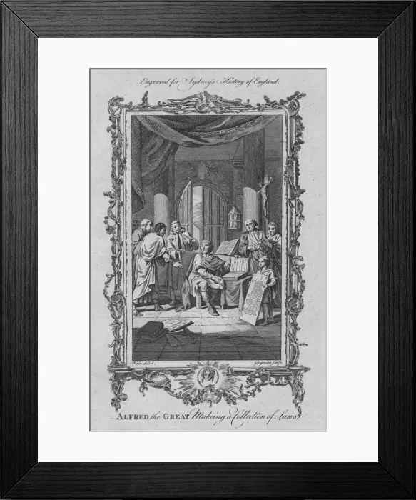 Framed Print : Alfred the Great making a collection of Laws, 1773. Creator: Charles Grignion Framed Print : Alfred the Great making a collection of Laws, 1773. Creator: Charles Grignion