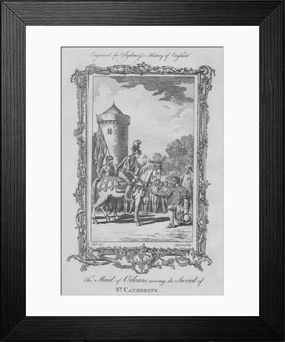 Framed Print : The Maid of Orleans receiving the Sword of St. Catherine, 1773. Creator: Charles Grignion Framed Print : The Maid of Orleans receiving the Sword of St. Catherine, 1773. Creator: Charles Grignion