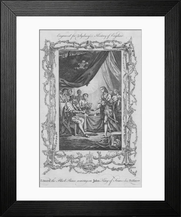 Framed Print : Edward the Black Prince waiting on John King of France his Prisoner, 1773. Creator Framed Print : Edward the Black Prince waiting on John King of France his Prisoner, 1773. Creator