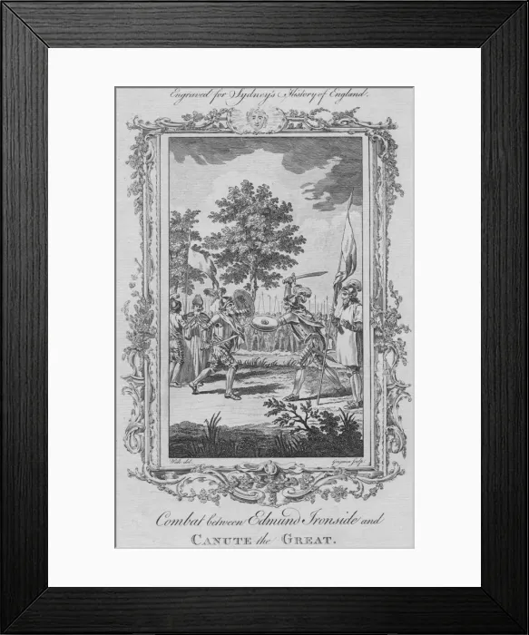 Framed Print : Combat between Edmund Ironside and Canute the Great, 1773. Creator: Charles Grignion Framed Print : Combat between Edmund Ironside and Canute the Great, 1773. Creator: Charles Grignion