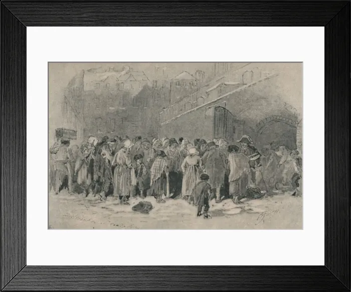 Framed Print : The Distribution of Coals, mid-late 19th century. Creator: Birket Foster Framed Print : The Distribution of Coals, mid-late 19th century. Creator: Birket Foster