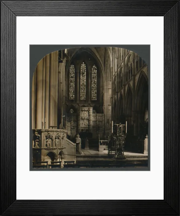Framed Print : The Pulpit and Choir of Truro Cathedral, Eng. c1910. Creator: Unknown