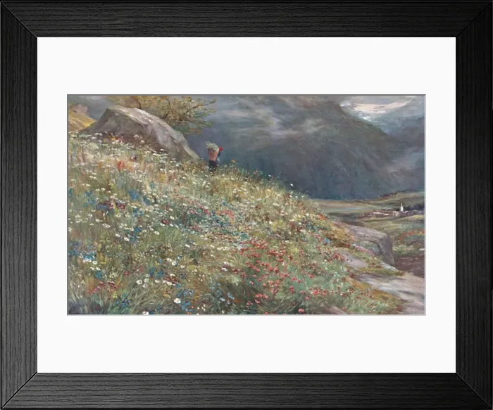 Framed Print : An Alpine Meadow, late 19th-early 20th century. Creator: John MacWhirter Framed Print : An Alpine Meadow, late 19th-early 20th century. Creator: John MacWhirter