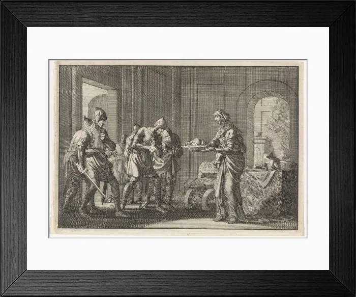 Framed Print : Mother shows warriors the remains of her eaten child during the famine in Jerusalem, 1704 Framed Print : Mother shows warriors the remains of her eaten child during the famine in Jerusalem, 1704