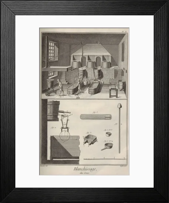 Framed Print : Wax Bleaching. From Encyclopedie by Denis Diderot and Jean Le Rond d Alembert, 1751-1765 Framed Print : Wax Bleaching. From Encyclopedie by Denis Diderot and Jean Le Rond d Alembert, 1751-1765
