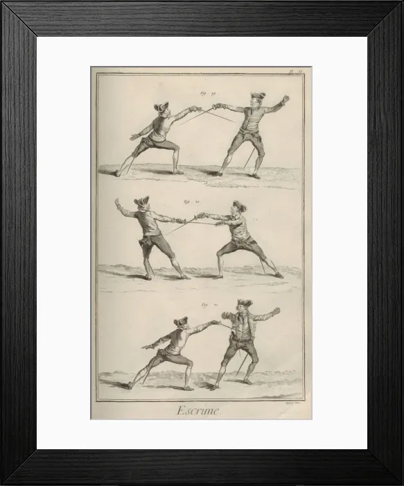 Framed Print : Fencing. From Encyclopedie by Denis Diderot and Jean Le Rond d Alembert, 1751-1765 Framed Print : Fencing. From Encyclopedie by Denis Diderot and Jean Le Rond d Alembert, 1751-1765