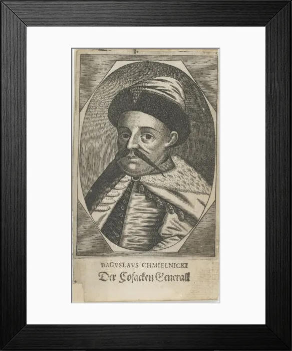 Framed Print : Portrait of Hetman Bohdan Khmelnytsky (1595-1657), after 1650. Creator: Anonymous Framed Print : Portrait of Hetman Bohdan Khmelnytsky (1595-1657), after 1650. Creator: Anonymous