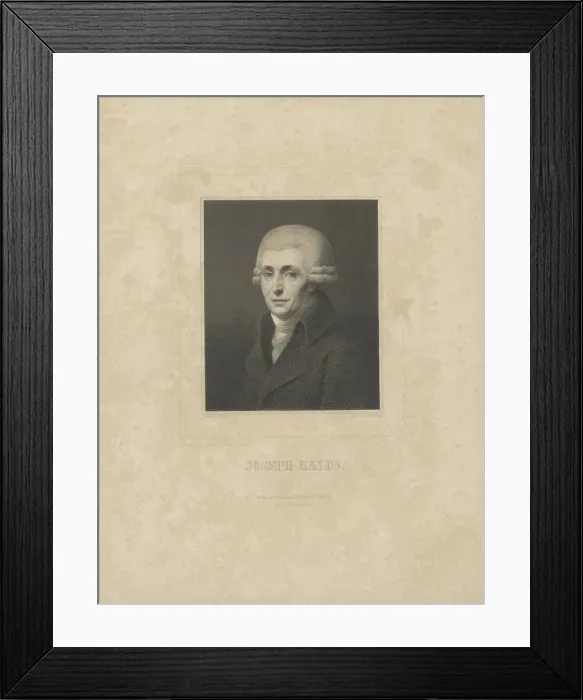 Framed Print : Portrait of the composer Joseph Haydn (1732-1809), c. 1827. Creator: Breitkopf & Hartel Framed Print : Portrait of the composer Joseph Haydn (1732-1809), c. 1827. Creator: Breitkopf & Hartel