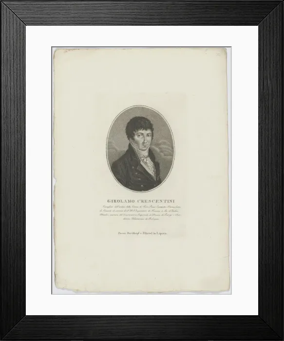 Framed Print : Portrait of Girolamo Crescentini (1762-1846), after 1800. Creator: Breitkopf & Hartel Framed Print : Portrait of Girolamo Crescentini (1762-1846), after 1800. Creator: Breitkopf & Hartel