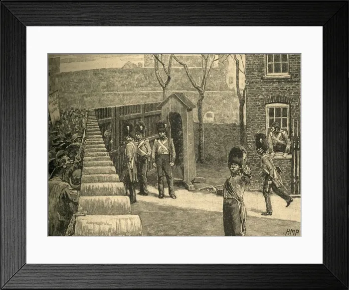 Framed Print : The Mob of Spenceans Summoning the Tower of London, 1816 (c1890). Creator: Unknown Framed Print : The Mob of Spenceans Summoning the Tower of London, 1816 (c1890). Creator: Unknown