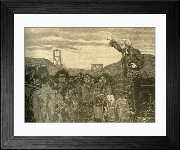 Framed Print : Rowland Hill preaching to the colliers of Kingswood, Bristol, c1772 (c1890). Creator: Unknown Framed Print : Rowland Hill preaching to the colliers of Kingswood, Bristol, c1772 (c1890). Creator: Unknown