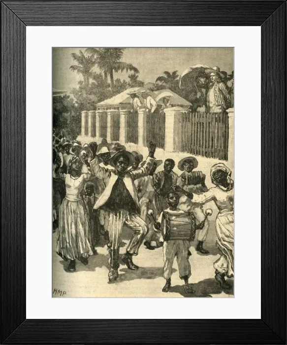 Framed Print : Slavery emancipation festival in Barbados, c1834 (c1890). Creator: Unknown Framed Print : Slavery emancipation festival in Barbados, c1834 (c1890). Creator: Unknown