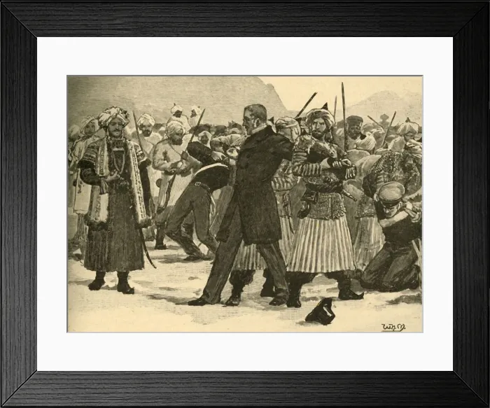 Framed Print : Seizure of Sir William Macnaghten by Akbar Khan, Afghanistan, 1841 (c1890). Creator: Unknown Framed Print : Seizure of Sir William Macnaghten by Akbar Khan, Afghanistan, 1841 (c1890). Creator: Unknown