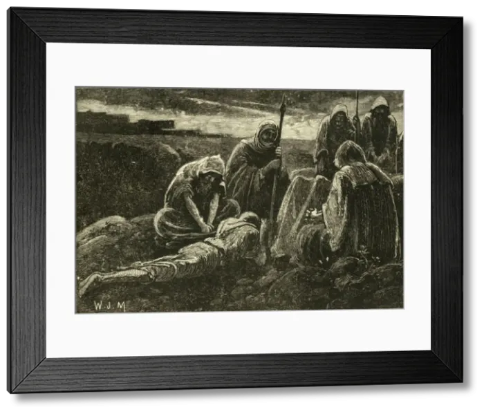 Framed Print : The Men of Jabesh Mourning Over the Grave of Saul and Jonathan, 1890. Creator: Unknown Framed Print : The Men of Jabesh Mourning Over the Grave of Saul and Jonathan, 1890. Creator: Unknown