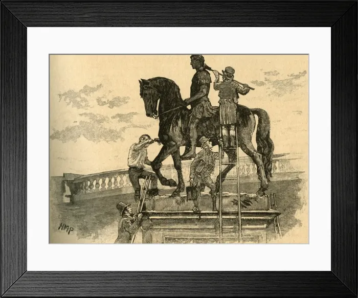 Framed Print : Painting the statue of King William III black, Dublin, Ireland, 1821 (c1890). Creator: Unknown