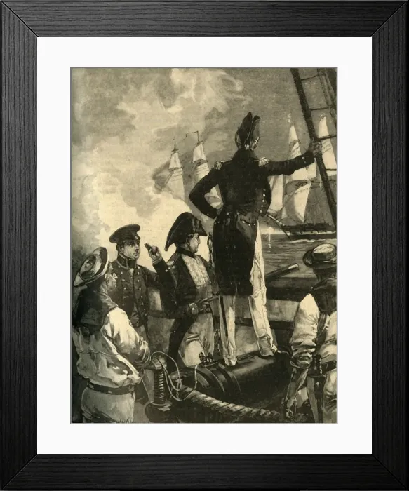 Framed Print : Captain William Walpole intercepting the Duke of Saldanhas ships, Liberal Wars, 1829 (c1890) Framed Print : Captain William Walpole intercepting the Duke of Saldanhas ships, Liberal Wars, 1829 (c1890)