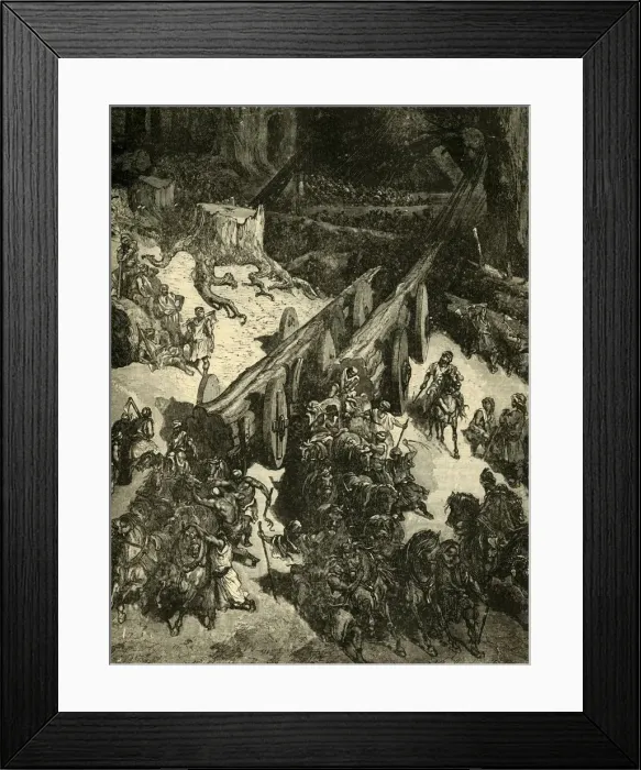 Framed Print : Bringing Cedar from Lebanon, 1890. Creator: Unknown Framed Print : Bringing Cedar from Lebanon, 1890. Creator: Unknown