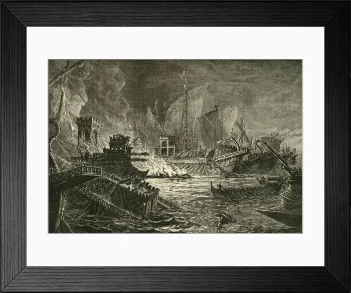 Framed Print : The Battle of Actium, 1890. Creator: Unknown Framed Print : The Battle of Actium, 1890. Creator: Unknown