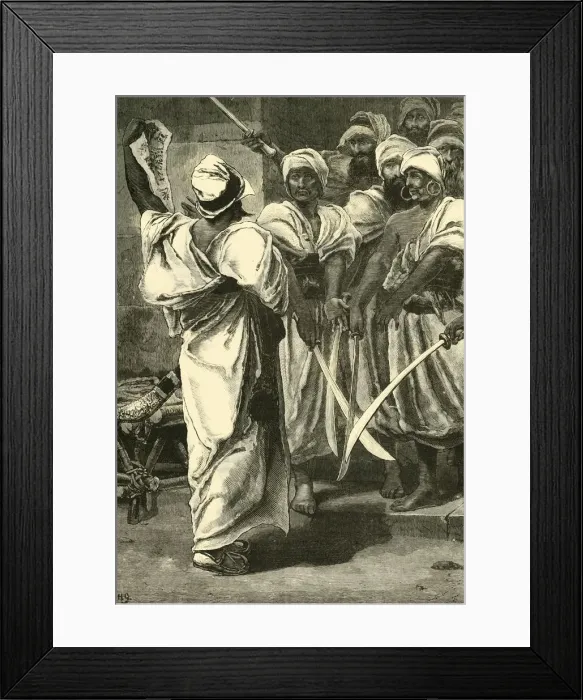 Framed Print : Bagaeus Delivering His Messages to the Persian Guard, 1890. Creator: Unknown