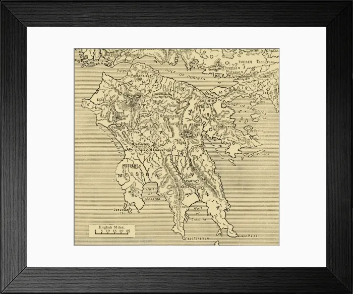 Framed Print : Map of the Peloponnesus, 1890. Creator: Unknown Framed Print : Map of the Peloponnesus, 1890. Creator: Unknown