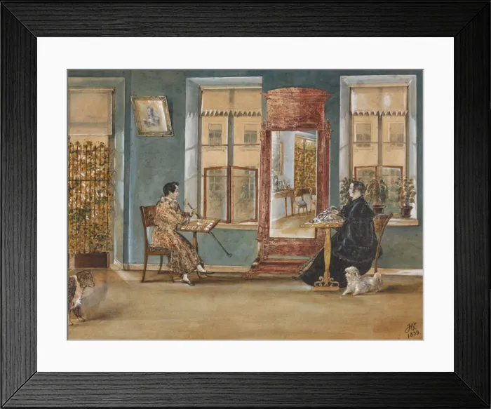 Framed Print : Actor Nikolay Osipovich Dur (1807-1839) with his woman in the living room, 1839. Creator: Hampeln Framed Print : Actor Nikolay Osipovich Dur (1807-1839) with his woman in the living room, 1839. Creator: Hampeln