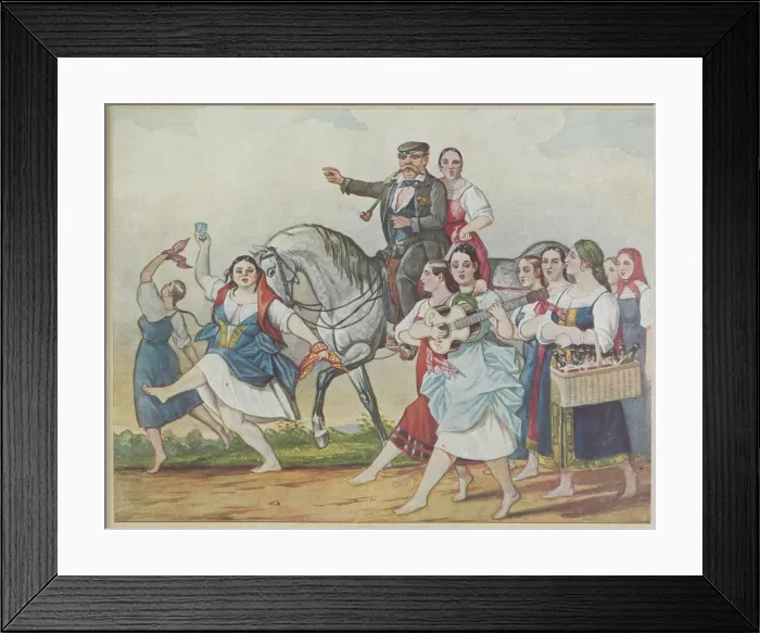 Framed Print : Landlord and his Harem, 1830-1840s. Creator: Hampeln, Carl, von (1794-after 1880) Framed Print : Landlord and his Harem, 1830-1840s. Creator: Hampeln, Carl, von (1794-after 1880)